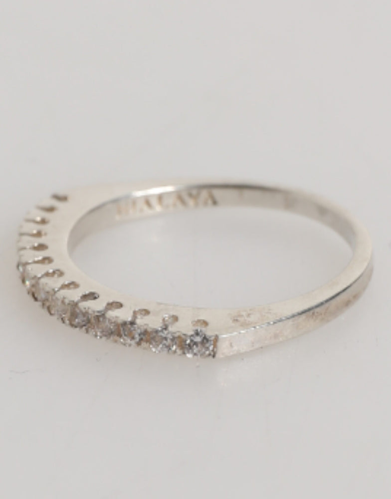 Nialaya Sterling Silver 925 Band Pave CZ Crystal Eternity Ring