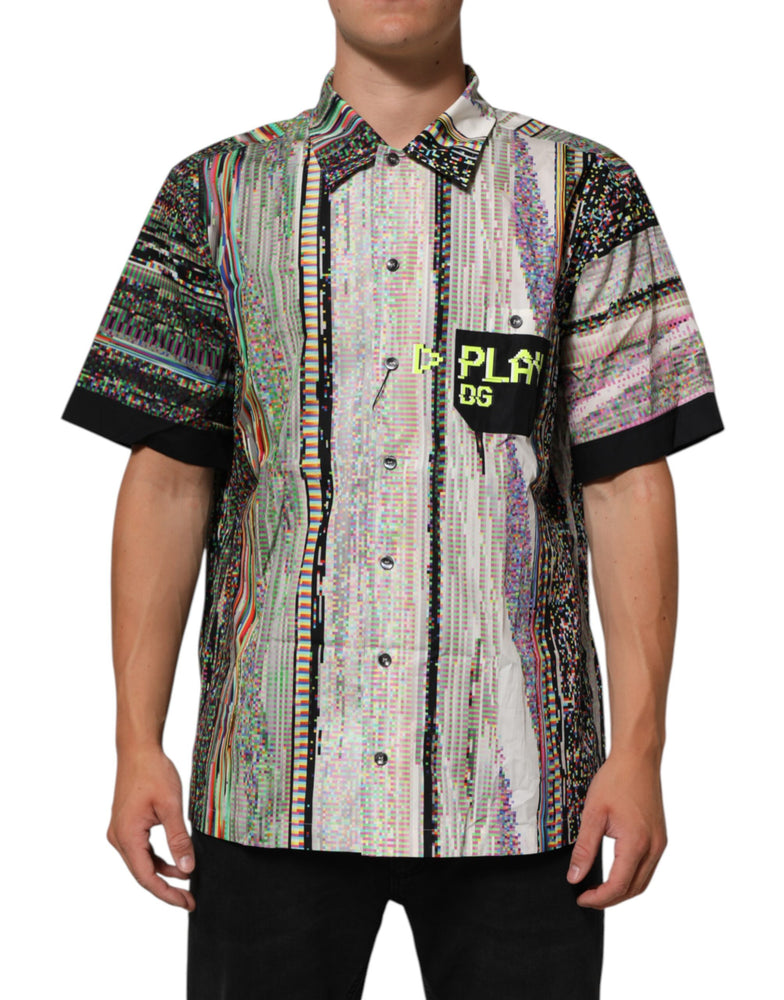 Dolce & Gabbana Multicolor Graphic Collared Casual Shirt