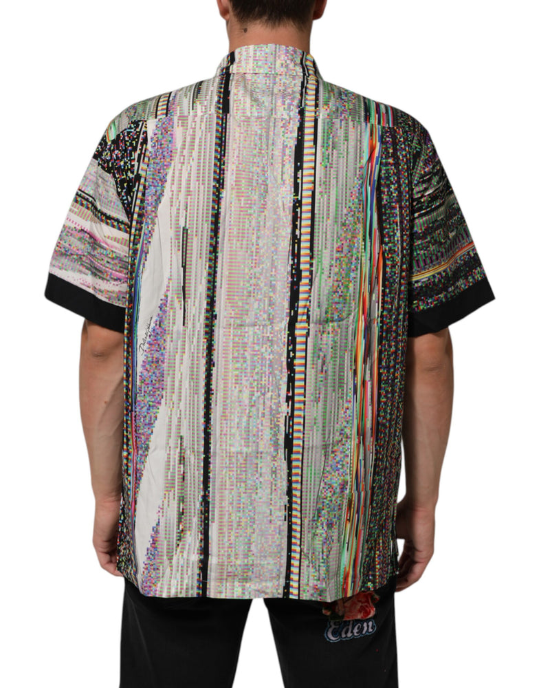 Dolce & Gabbana Multicolor Graphic Collared Casual Shirt