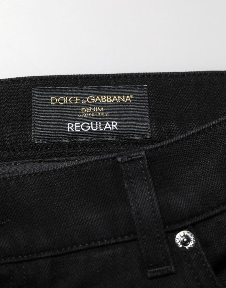 Dolce & Gabbana Black Cotton Regular Denim Men Trouser Jeans
