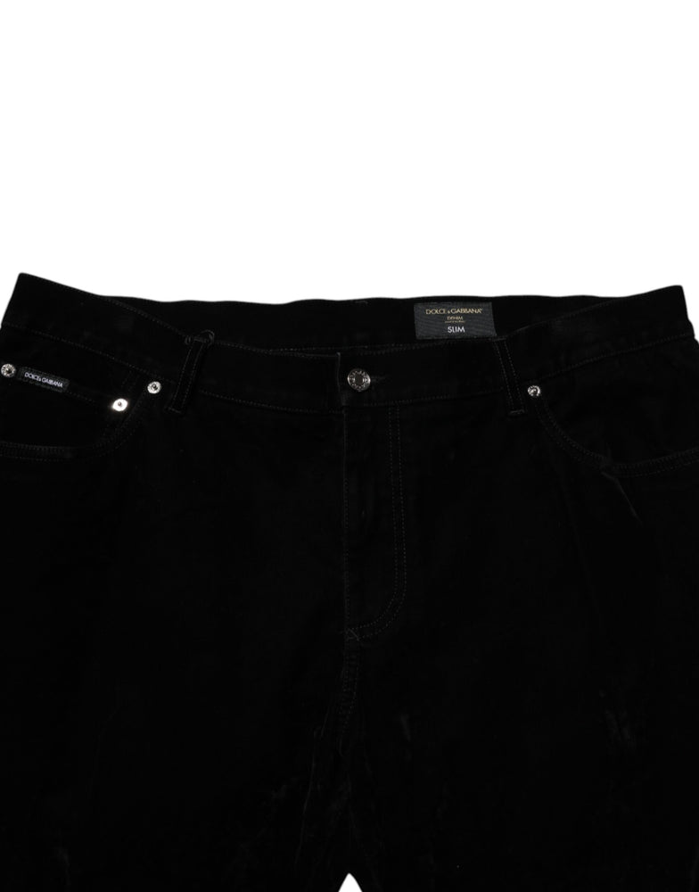 Dolce & Gabbana Black Cotton Slim Fit Denim Trouser Jeans