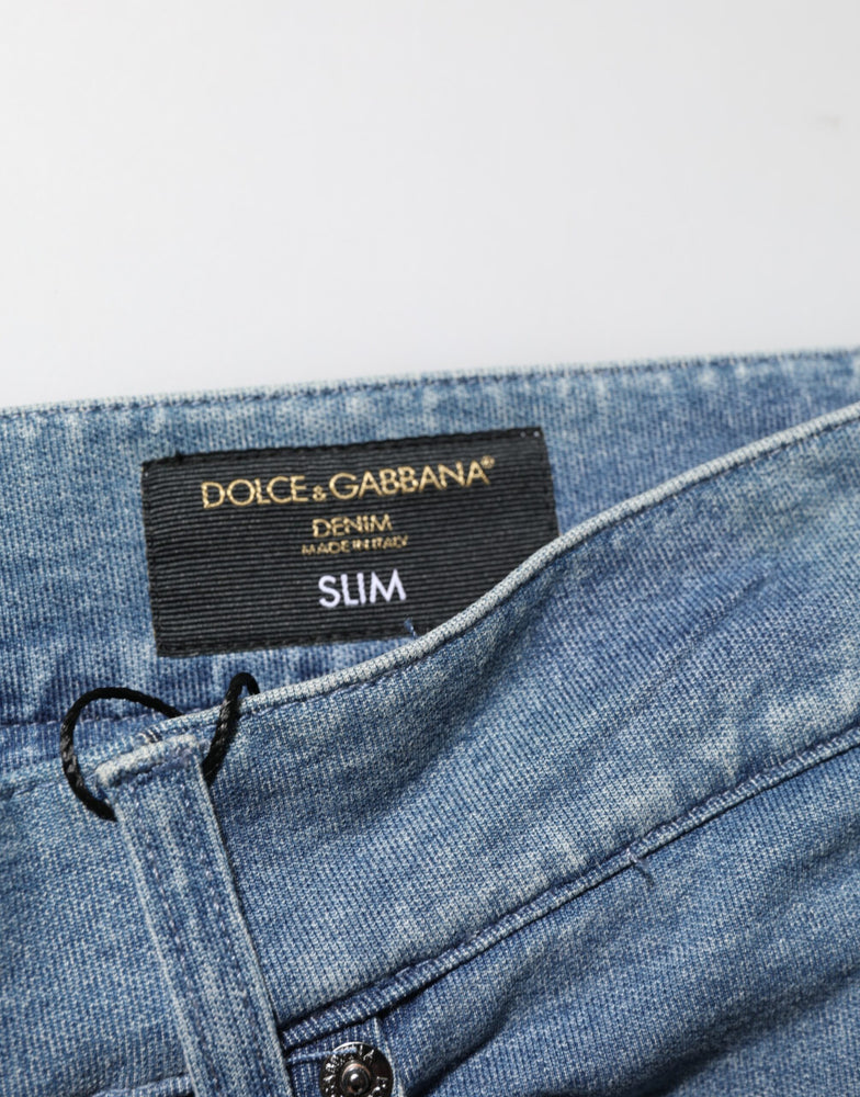 Dolce & Gabbana Blue Cotton Stretch Slim Fit Men Denim Jeans
