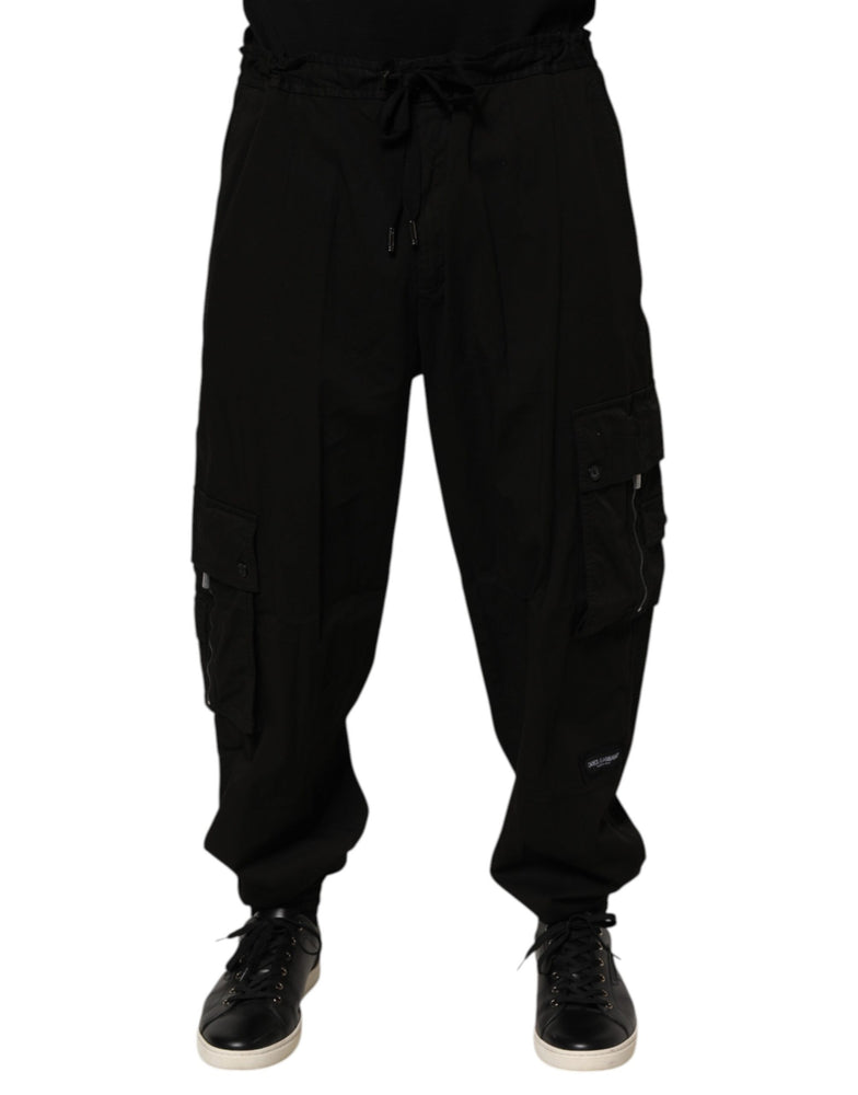 Dolce & Gabbana Black Cotton Cargo Jogger Sweatpants Pants