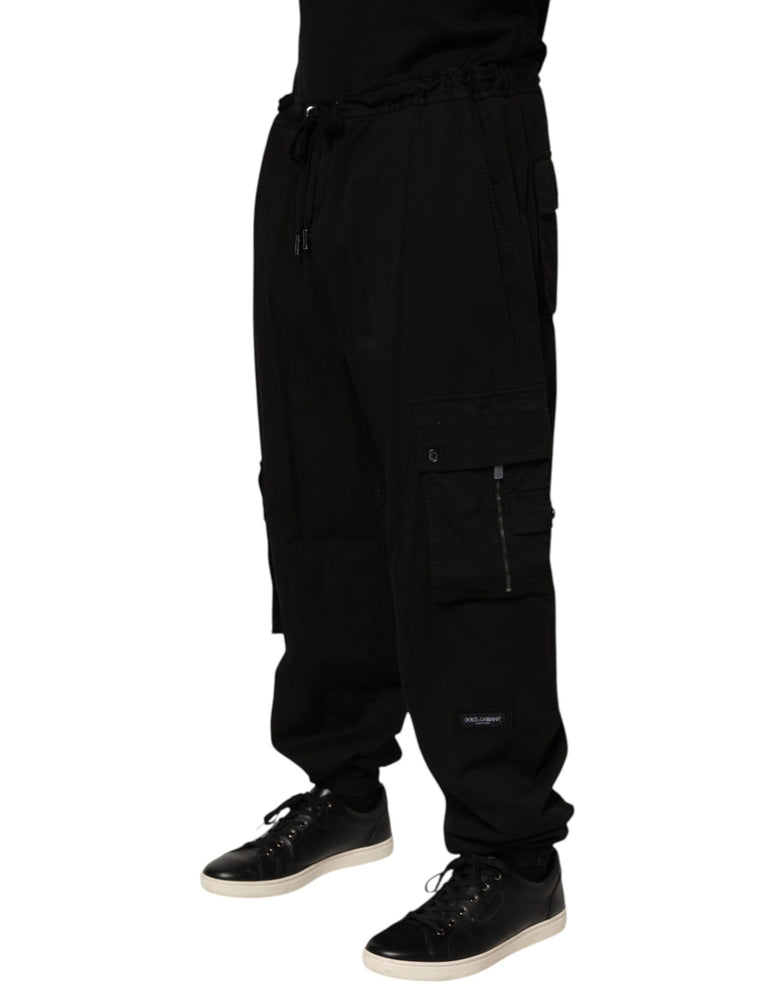 Dolce & Gabbana Black Cotton Cargo Jogger Sweatpants Pants