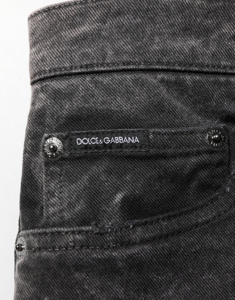 Dolce & Gabbana Black Cotton Mid Waist Denim Men Bermuda Short