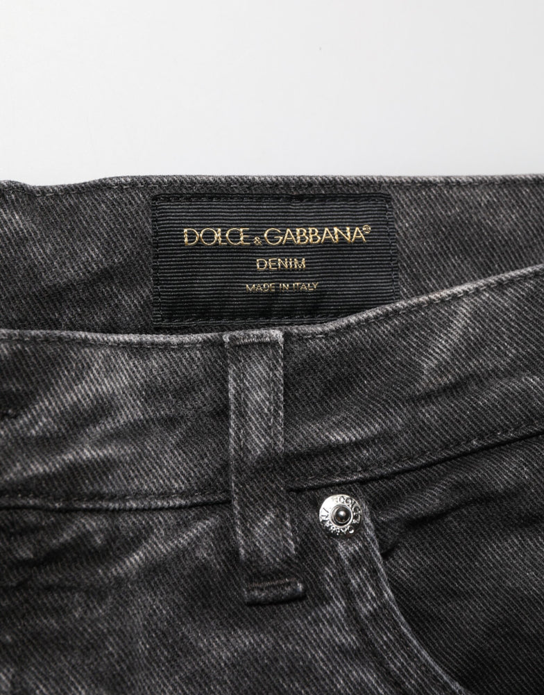 Dolce & Gabbana Black Cotton Mid Waist Denim Men Bermuda Short
