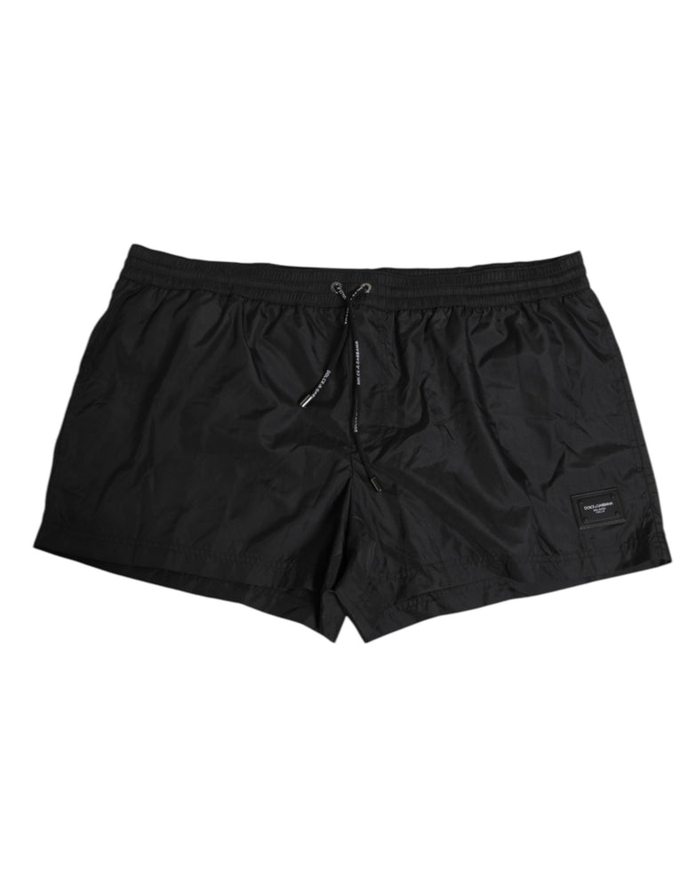 Dolce & Gabbana Black Logo Polyester Beachwear Shorts Swimwear