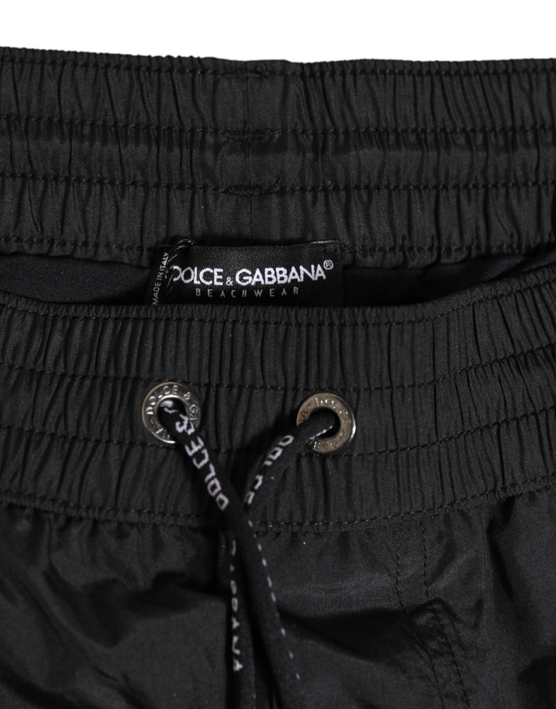 Dolce & Gabbana Black Logo Polyester Beachwear Shorts Swimwear