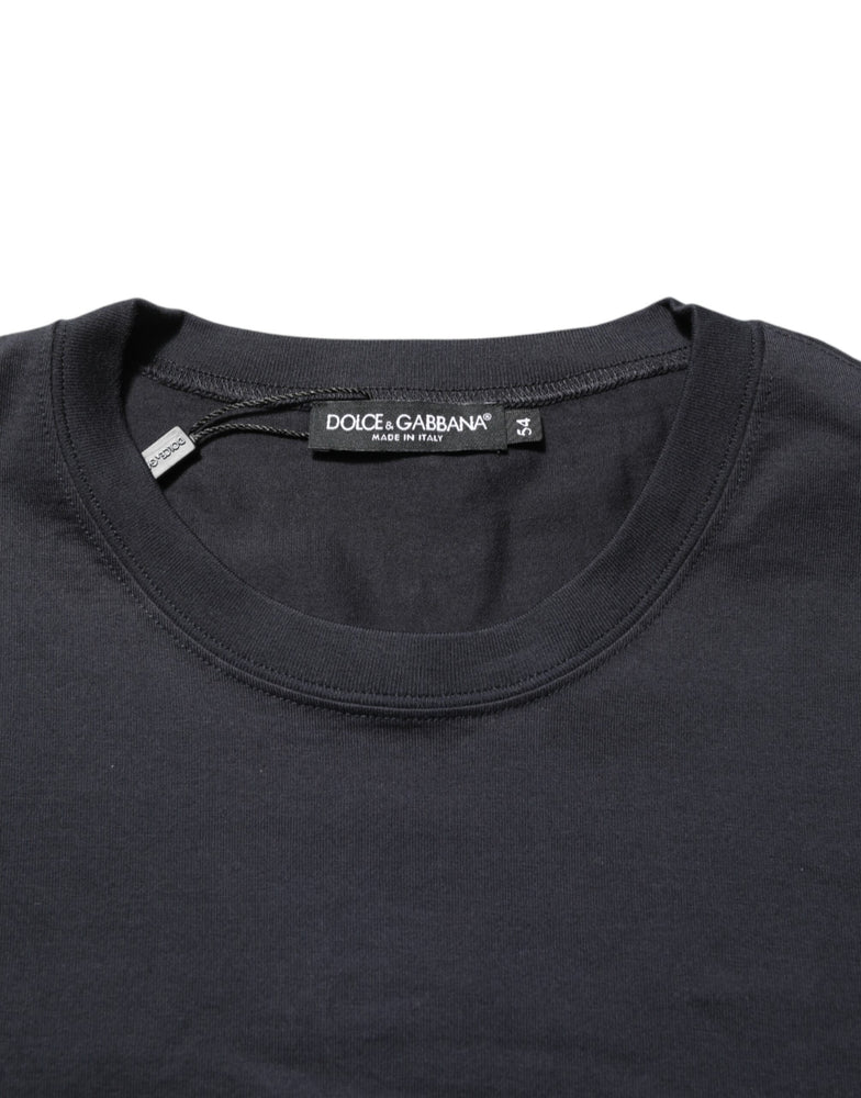 Dolce & Gabbana Black Logo Compass Cotton Crew Neck T-shirt