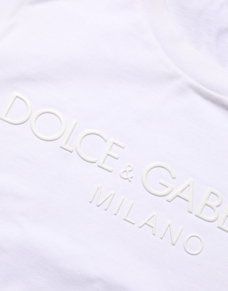Dolce & Gabbana White Cotton Crew Neck Short Sleeves T-shirt