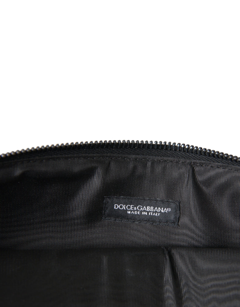 Dolce & Gabbana Multicolor Leopard Jacquard Logo Plaque Document Briefcase Bag