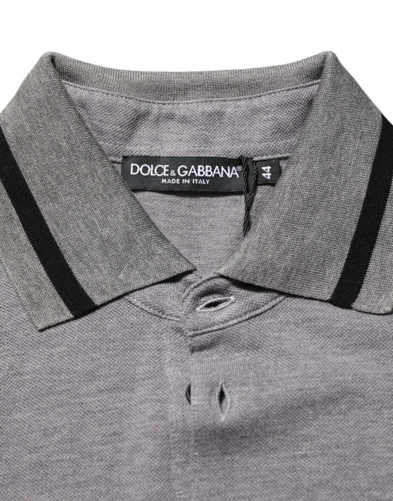 Dolce & Gabbana Gray Logo Embroidery Collared Polo T-shirt