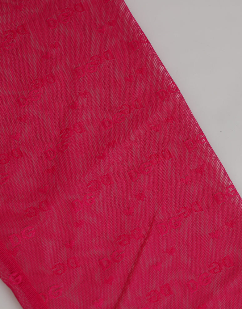 Dolce & Gabbana Fuchsia Logo Lace Tight Midi Trousers Underwear