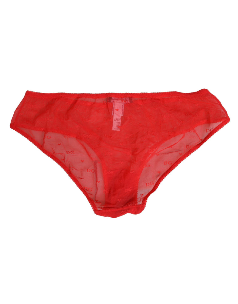 Dolce & Gabbana Red Nylon Sheer Mesh Lace Brief Panty Underwear