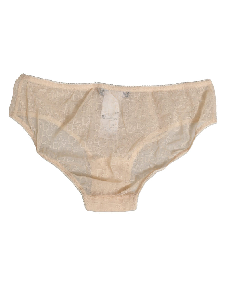 Dolce & Gabbana Beige DG Logo Lace Mid Waist Panty Underwear