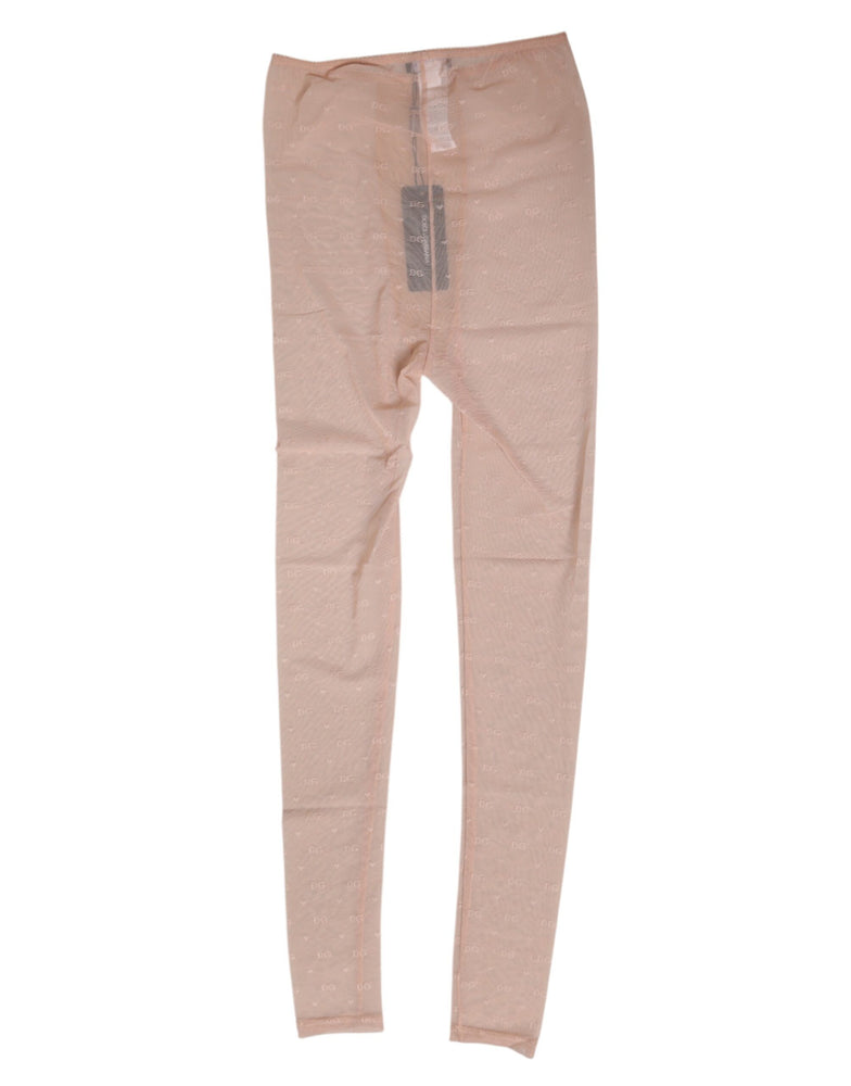 Dolce & Gabbana Beige Nylon Logo Lace Leggings Pants Underwear
