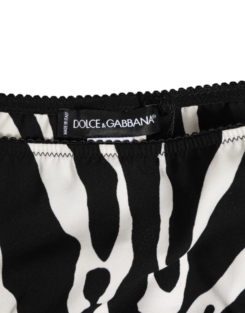 Dolce & Gabbana Black White Zebra Print Slip Briefs Underwear