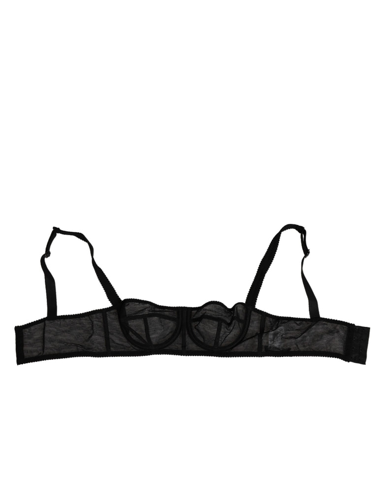 Dolce & Gabbana Black Floral Underwired Balconette Bra Underwear