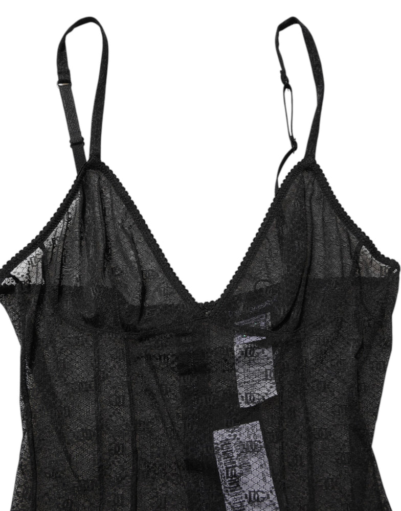 Dolce & Gabbana Black Nylon Stretch Bodysuit Lingerie Underwear