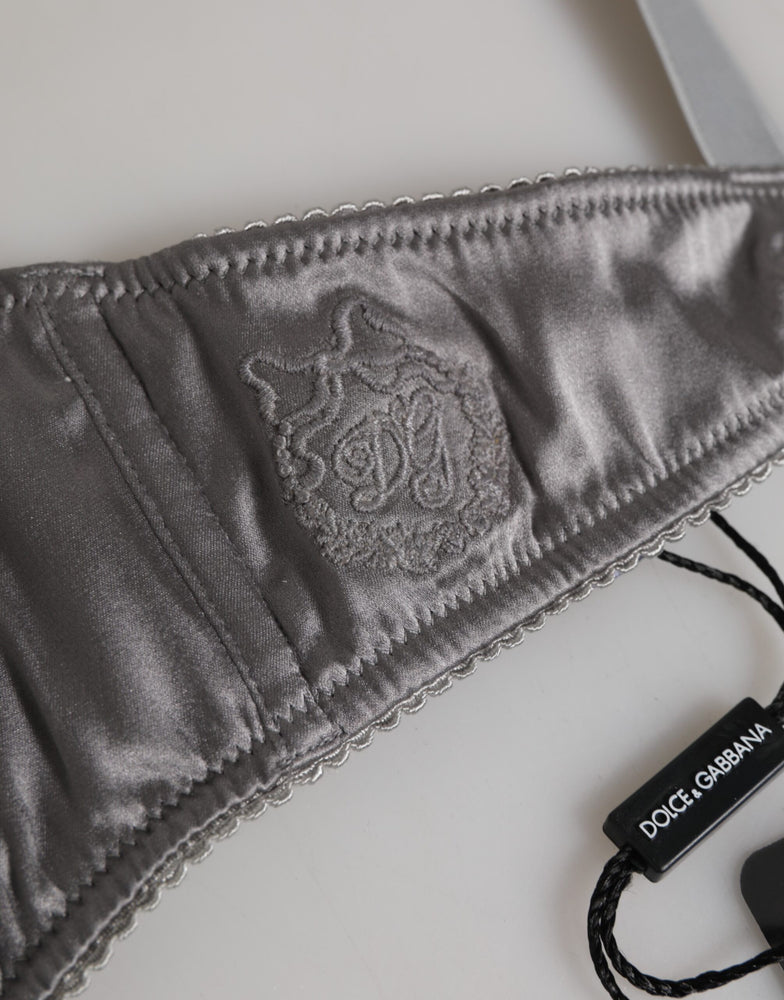 Dolce & Gabbana Gray Silk Underwired Balconette Bra Underwear