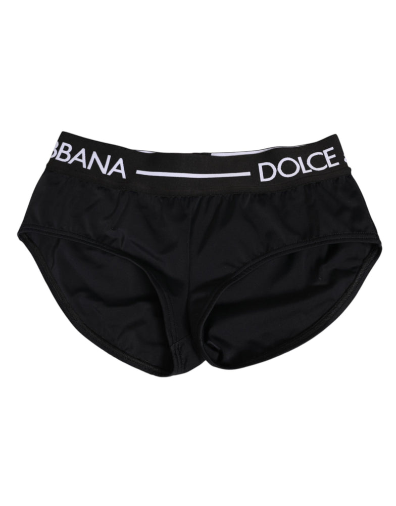 Dolce & Gabbana Black Nylon Logo Waistband Shorts Underwear