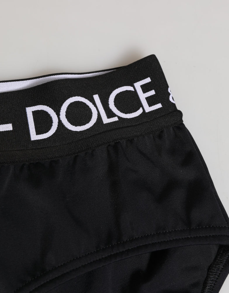 Dolce & Gabbana Black Nylon Logo Waistband Shorts Underwear