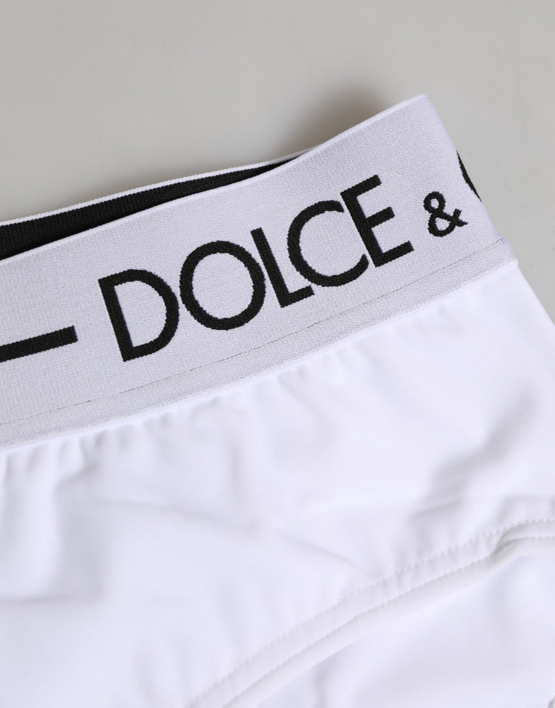 Dolce & Gabbana White Nylon Logo Waistband Shorts Underwear