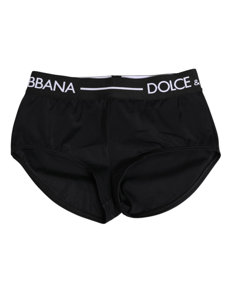 Dolce & Gabbana Black Nylon Logo Waistband Shorts Underwear