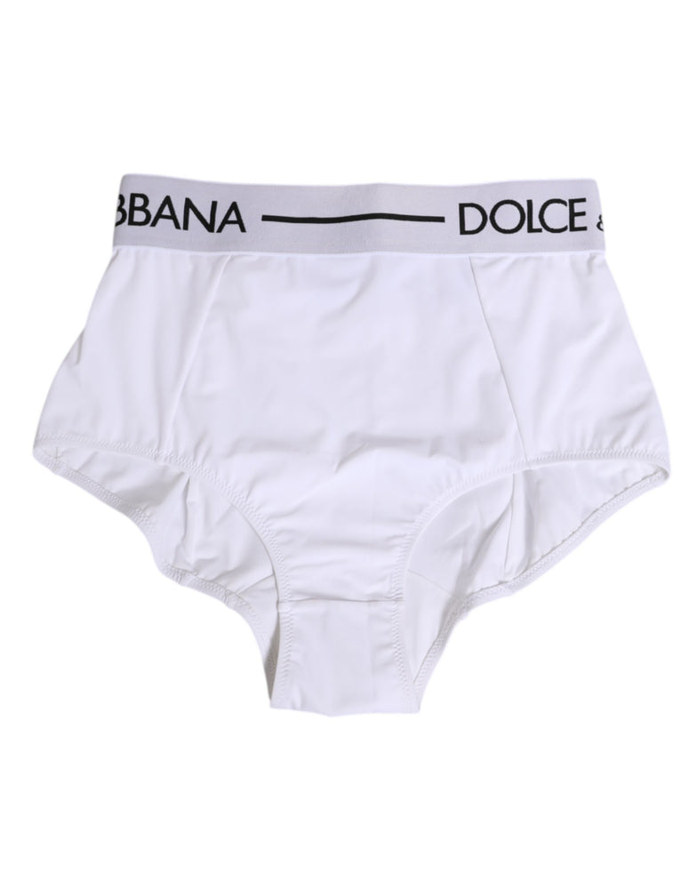 Dolce & Gabbana White Nylon Logo Waistband Coulotte Underwear