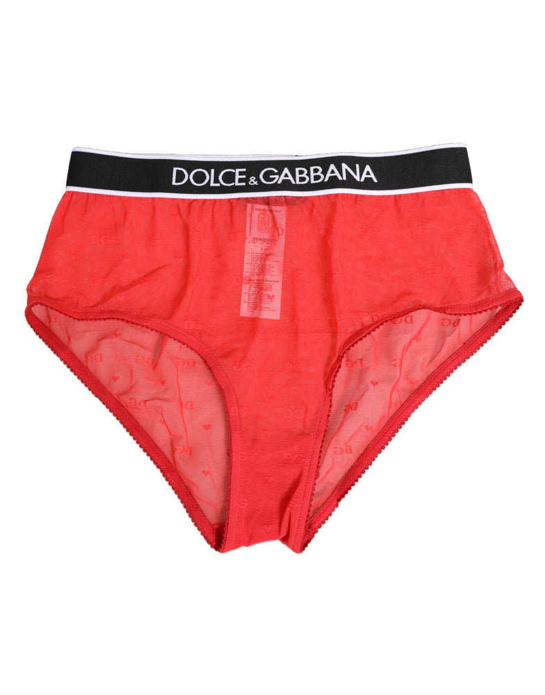 Dolce & Gabbana Red Nylon Logo Waistband Brief Panty Underwear