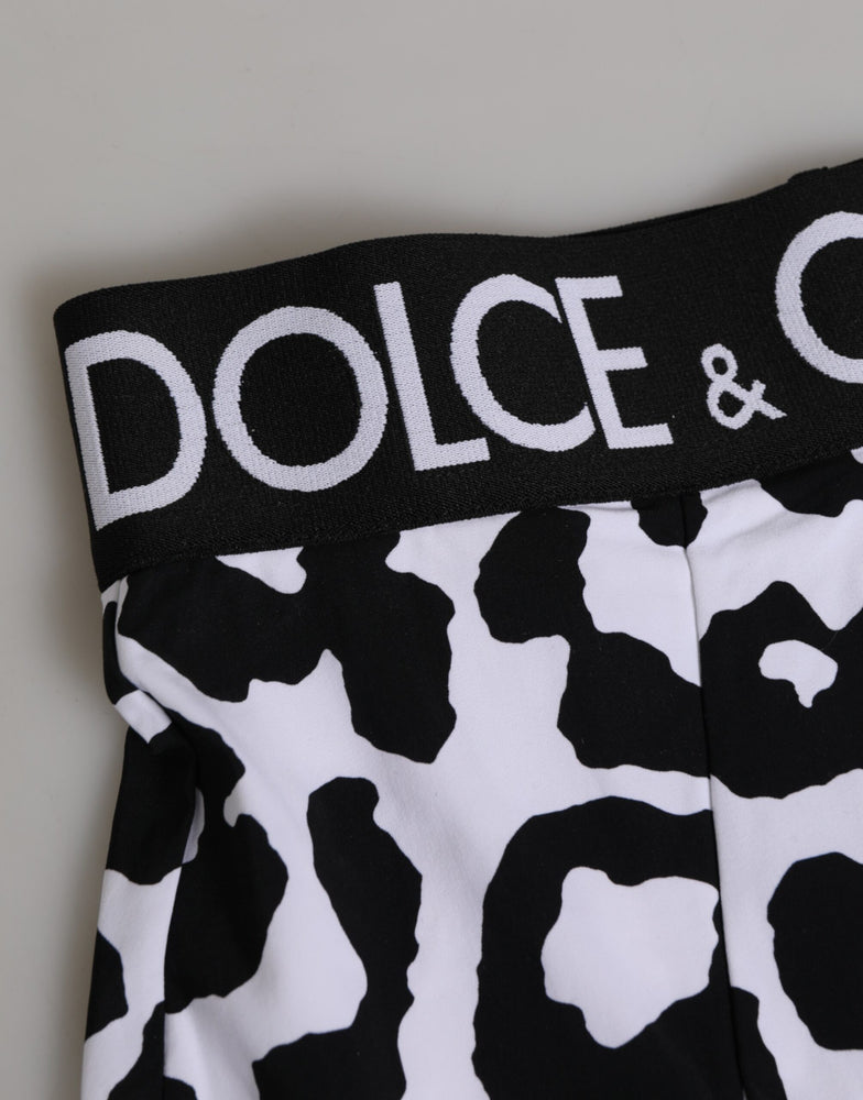 Dolce & Gabbana White Leopard Nylon High Waist Girdle Underwear