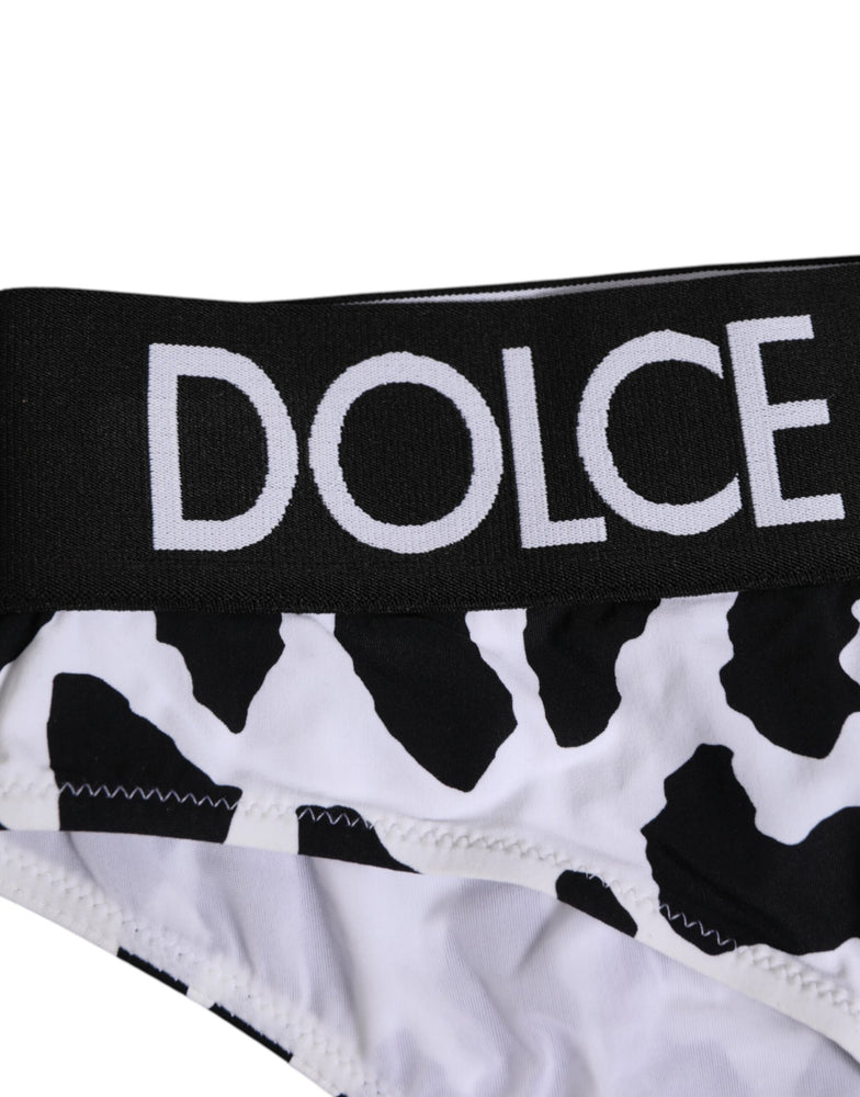 Dolce & Gabbana White Leopard Nylon High Waist Panty Underwear