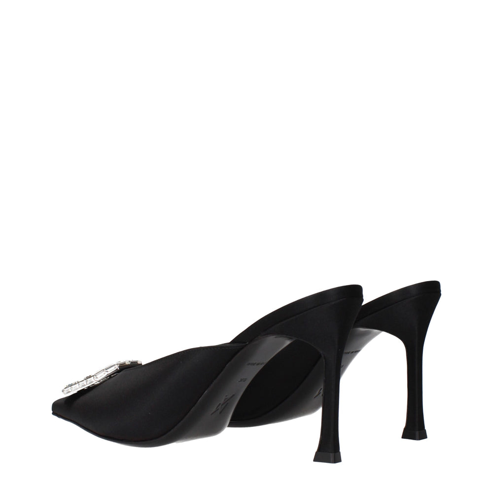 Amina Muaddi Black Satin High Heel Pumps