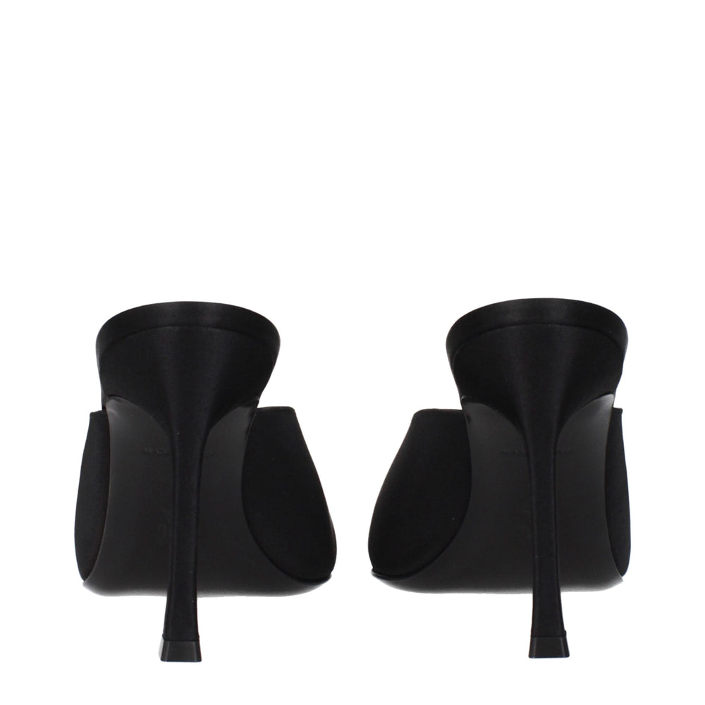 Amina Muaddi Black Satin High Heel Pumps