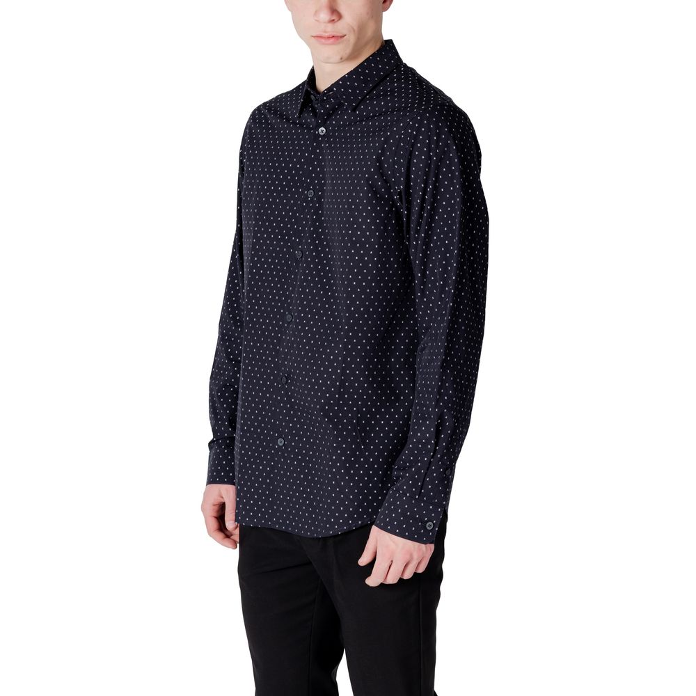 Armani Exchange Blue Cotton Pattern Shirt