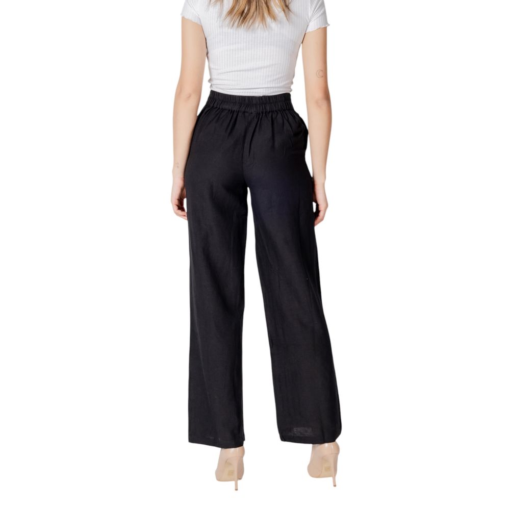 Vila Clothes Black Viscose Flared Pants