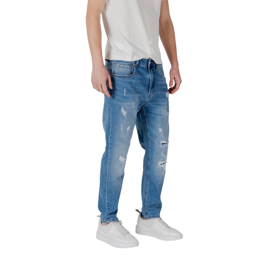 Gianni Lupo Blue Cotton Relaxed Fit Jeans