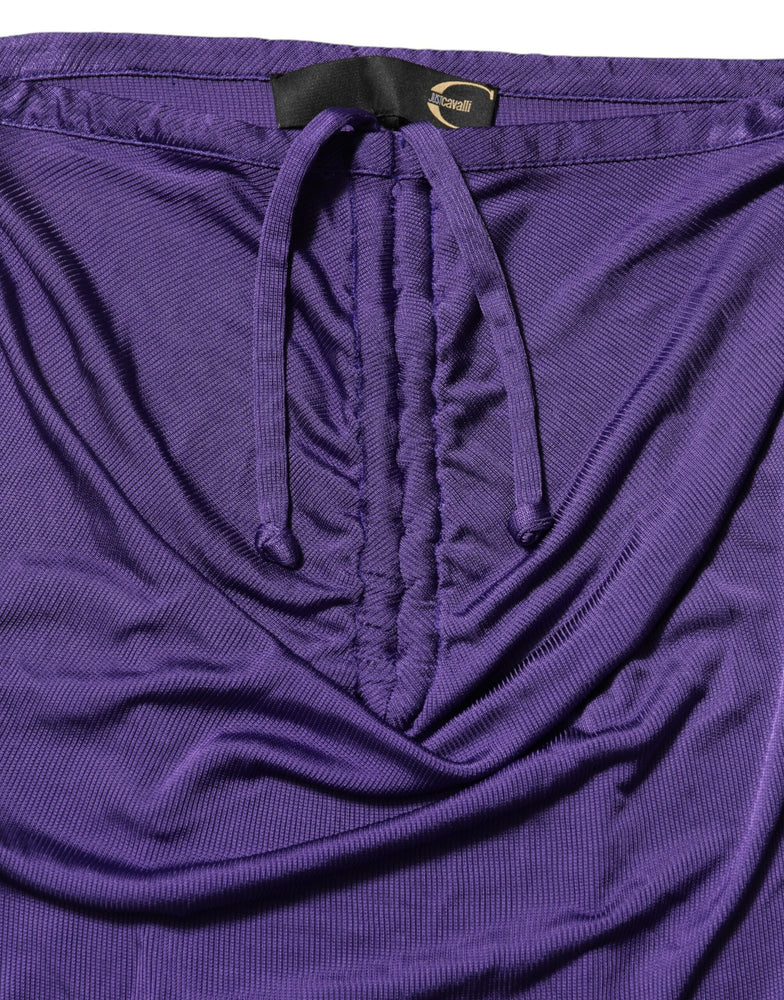 Cavalli Class Purple Viscose Elastane Strapless Bodycon Dress