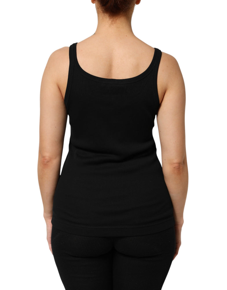 Dolce & Gabbana Black Cotton Sleeveless Women Tank Top