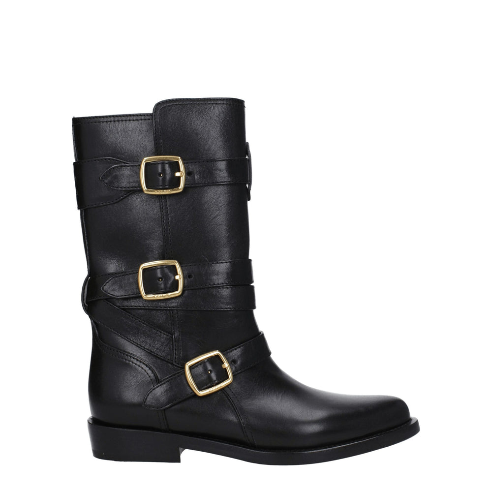Celine Black Leather Flat Boots