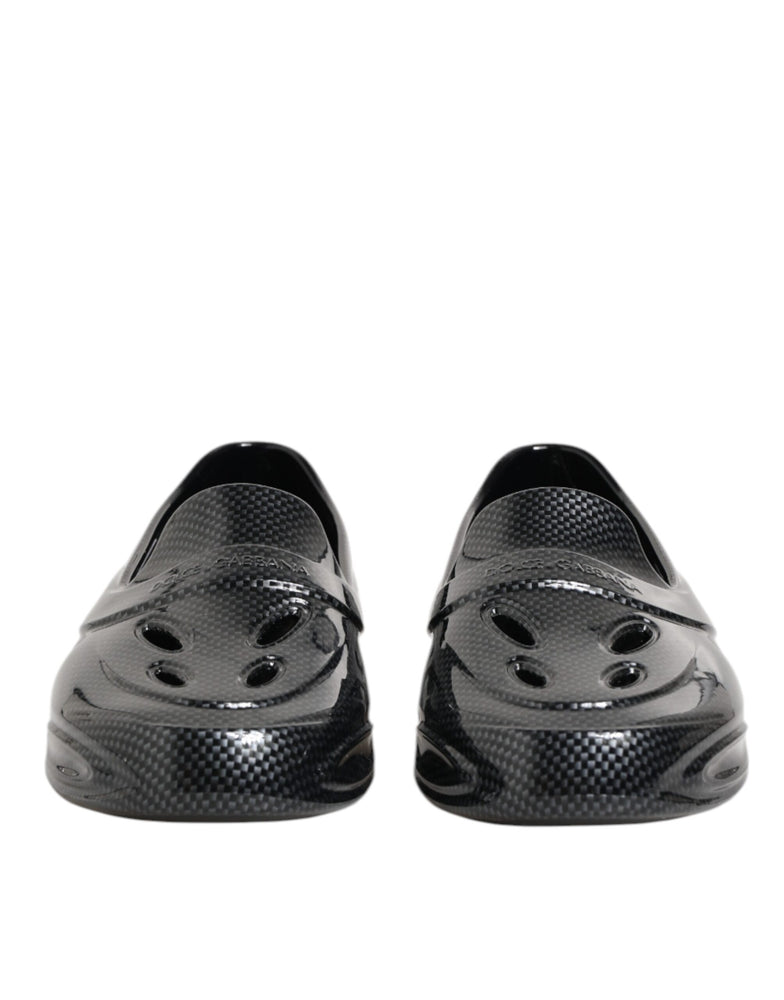 Dolce & Gabbana Black Rubber Slides Low Top Sneakers Shoes
