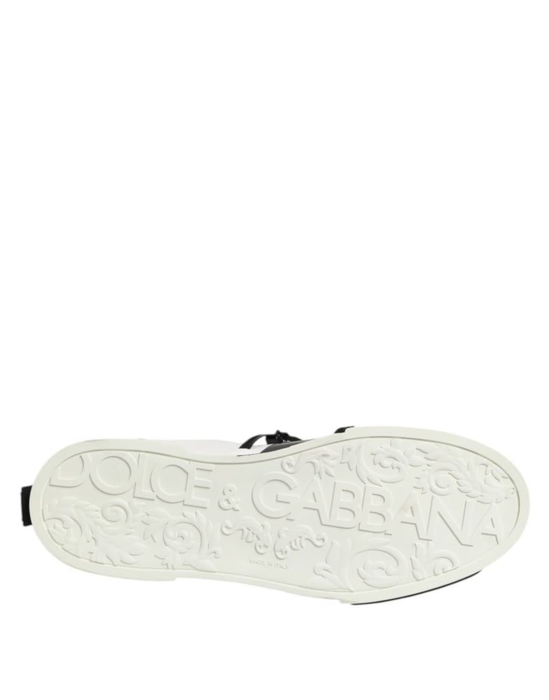 Dolce & Gabbana White Leather Logo Portofino Sneakers Shoes
