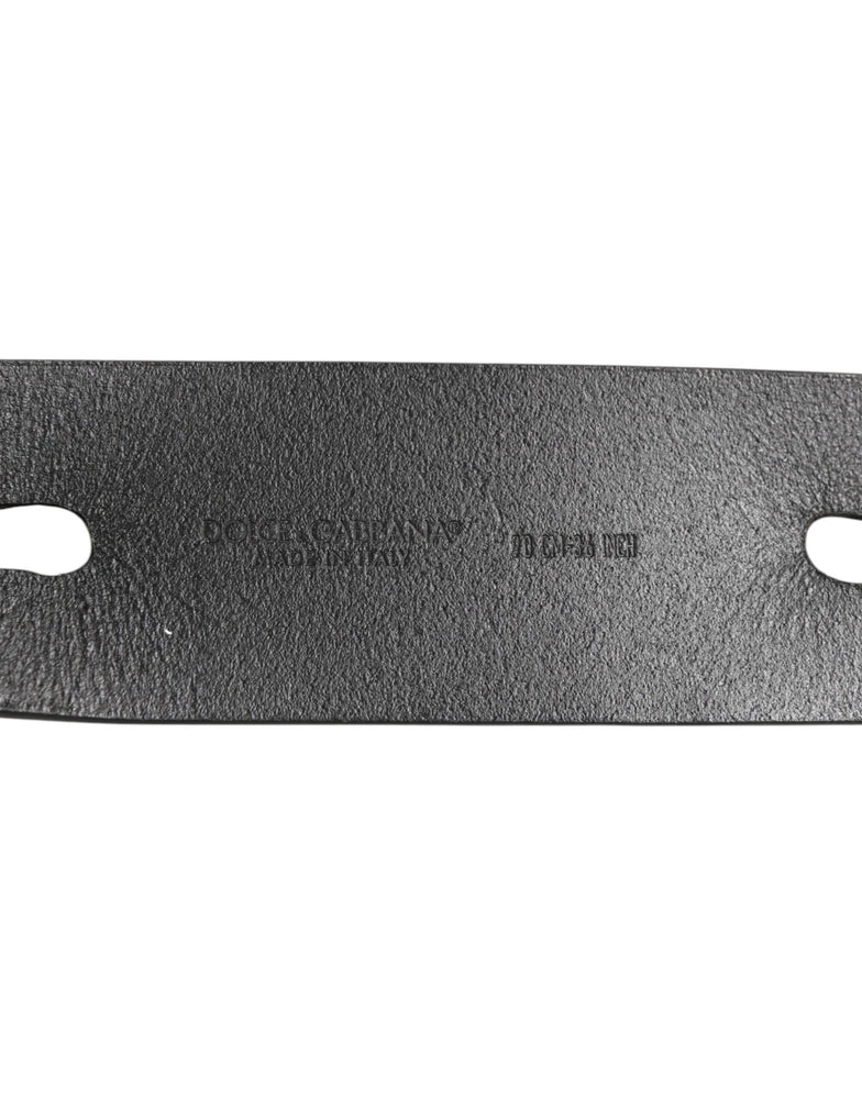 Dolce & Gabbana Black Double Strap Leather Silver Buckle Belt