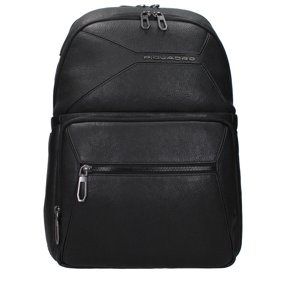Piquadro Black Leather Backpack
