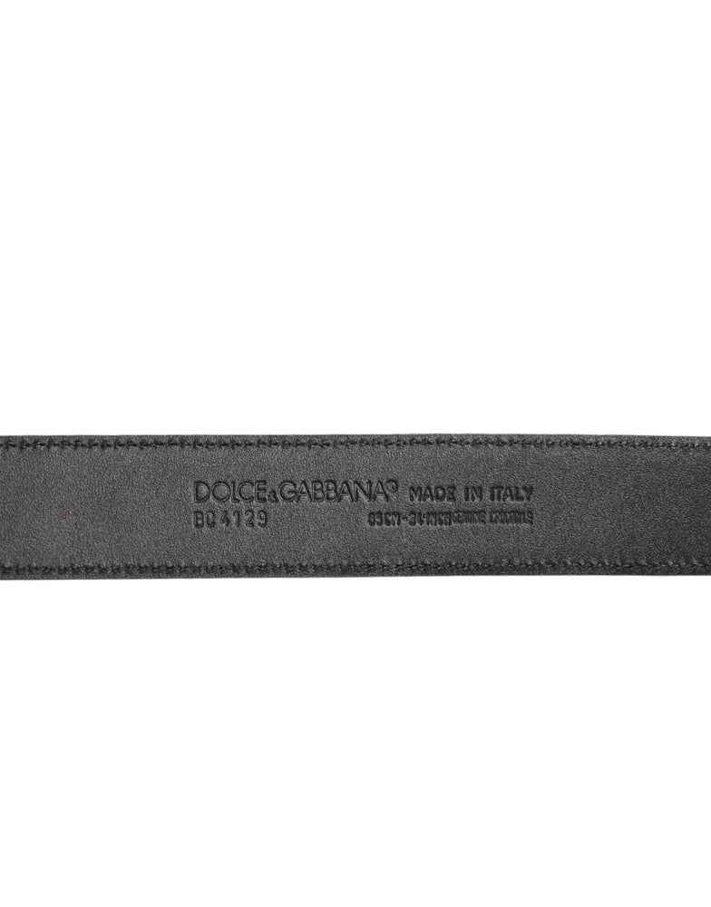 Dolce & Gabbana Black Exotic Leather Metal Logo Buckle Belt