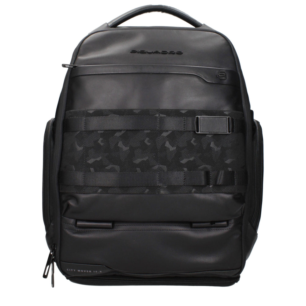 Piquadro Black Leather Backpack