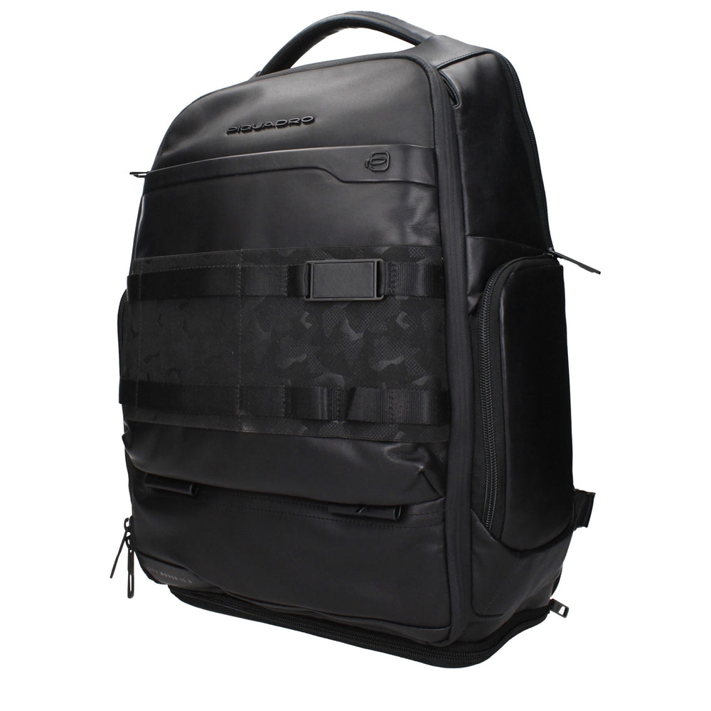 Piquadro Black Leather Backpack