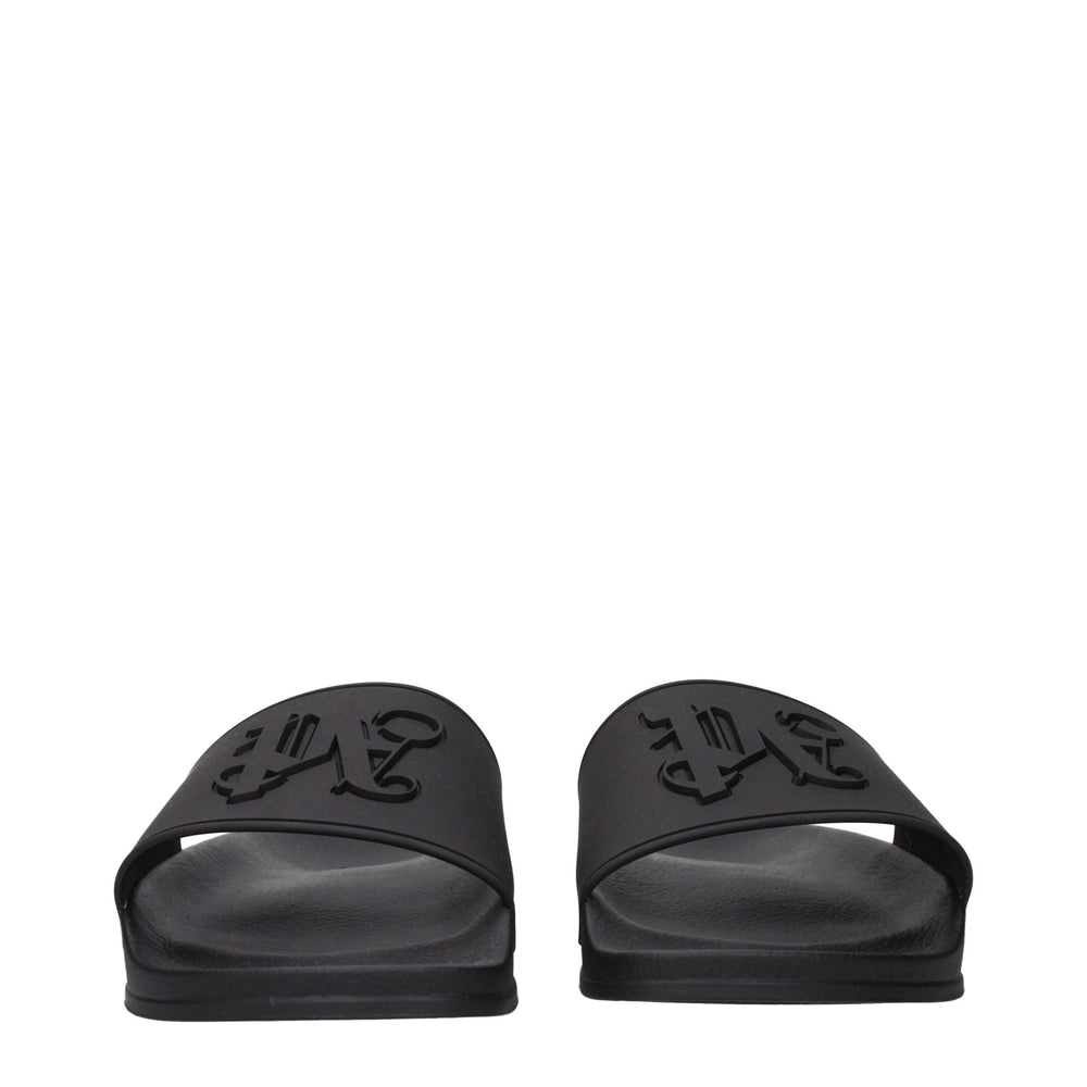 Palm Angels Black Cotton Slippers