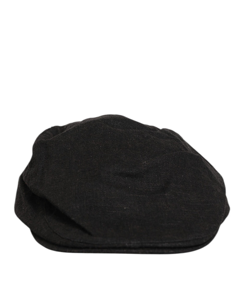 Dolce & Gabbana Black Cotton DG Logo Newsboy Cloth Capello Hat
