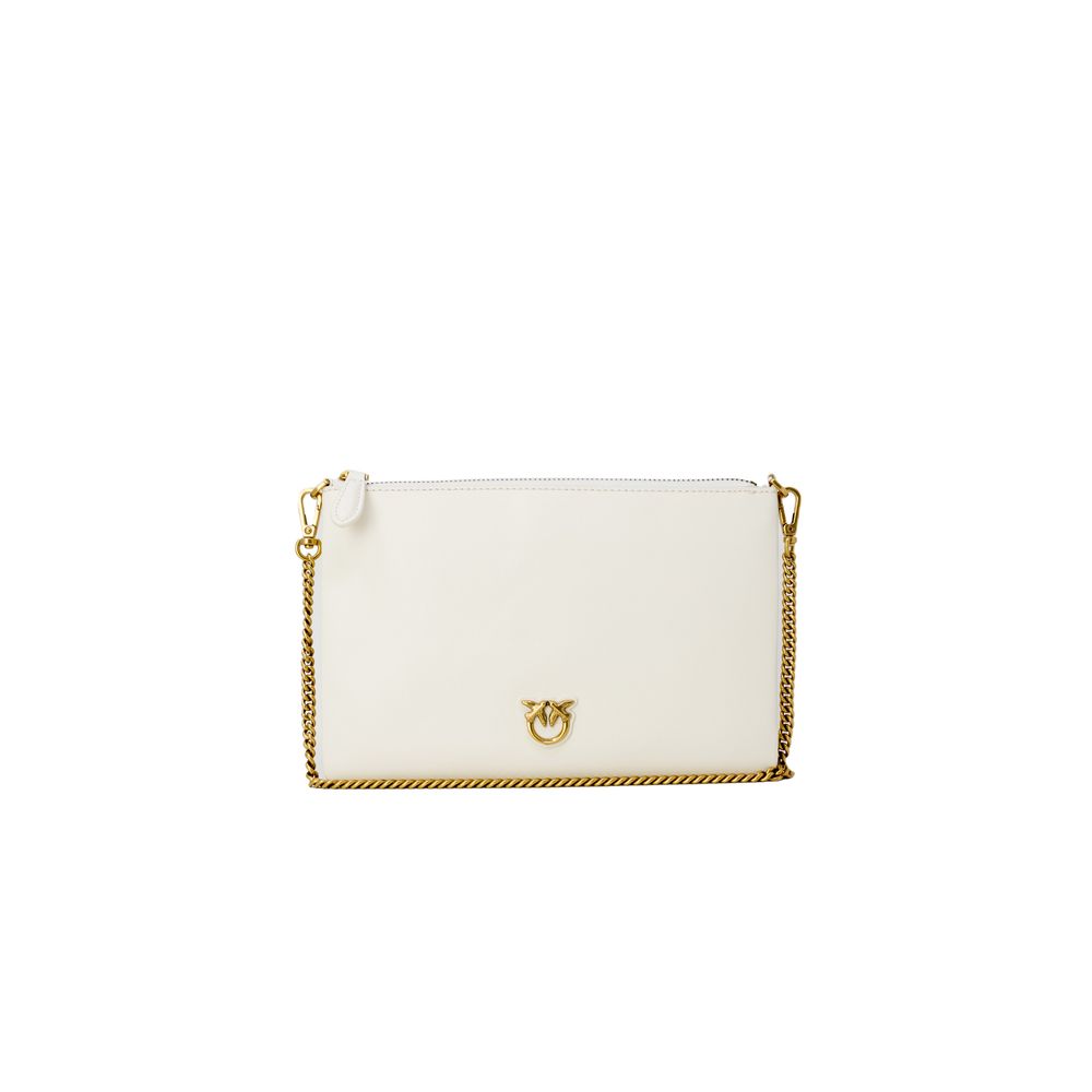 PINKO Cream Leather Clutch Bag